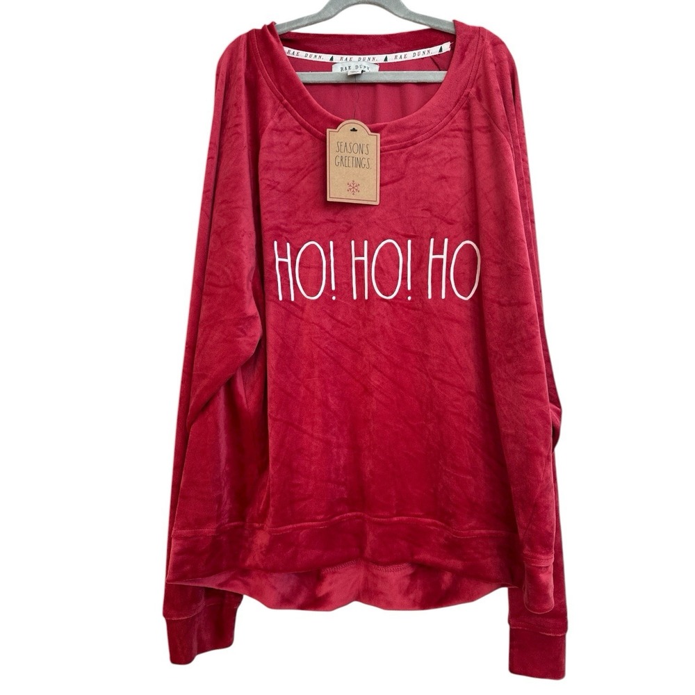 Rae Dunn‎ red velour "HO! HO! HO" Christmas sweatshirt
